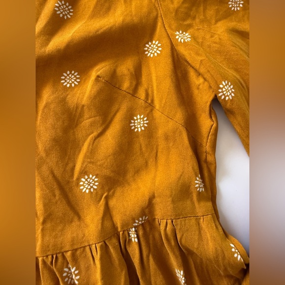 Lucky Brand-Mustard Medallion- Long Sleeve-Ruffle Neck-Fall-Dress-NWT-Size S - Picture 8 of 11